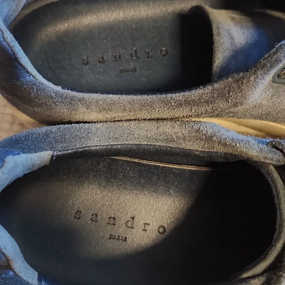 Sandro Paris Anita dusty blue suede Hook-and-loop fasteners sneakers 8.5